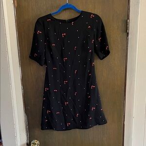 Honey Belle Black Mini Dress with Embroidered Flower Details Small